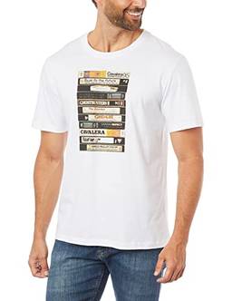 Camiseta Manga Curta Fitas Vhs, Masculino, Cavalera, Branco, GG