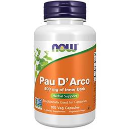 NOW Foods - Suporte de ervas da casca interna de Pau D'Arco 500 mg - 100 Cápsulas