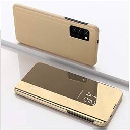 Capa flip XYX para S20 FE, ultra fina, transparente, S-View, capa espelhada de proteção total para Samsung Galaxy S20 FE/S20 FE 5G, dourado