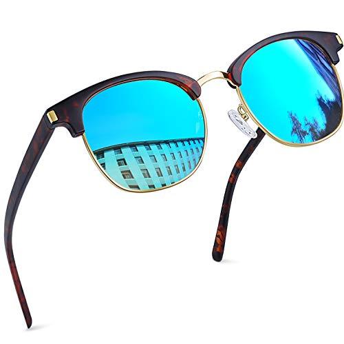 Joopin Óculos de Sol Masculina Feminino Polarizado Semi Sem aro Espelhados Óculos de Sol Proteção UV (Azul Clássico)