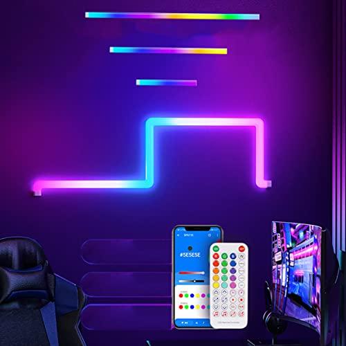 WIFI Luzes de parede rgbic,Music Wall Lights funciona Com Alexa e Google Assistant, 12 Music Mode, Smart Gaming LED Light Light Bars para quarto, casa, DJ, festa, karaokê, sala de jogos