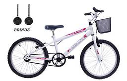 Bicicleta Aro 20 Feminina com cestinha e rodinhas (Branca)