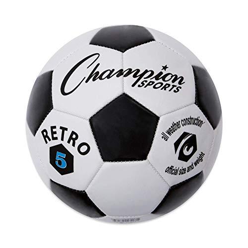 Champion Sports Bola de futebol retrô, tamanho 5, preto/branco