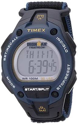 Timex Relógio Ironman clássico 30 extra grande 43 mm, Preto/azul, Relógio de quartzo, cronógrafo