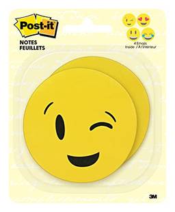 Post-it Notas impressas, 2 blocos/pacote, 30 folhas/bloco, 7,6 x 7,6 cm, designs de emoji, 4 rostos alternados (BC-2030-EMOJI), amarelo