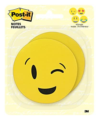 Post-it Notas impressas, 2 blocos/pacote, 30 folhas/bloco, 7,6 x 7,6 cm, designs de emoji, 4 rostos alternados (BC-2030-EMOJI), amarelo
