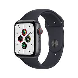 Apple Watch SE (GPS + Cellular), Caixa em alumínio cinzento sideral de 40 mm com Pulseira esportiva meia-noite