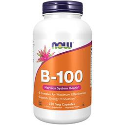 NOW Foods - Vitamina B100 Complexo B de Alta Potência - 250 cápsulas vegetais