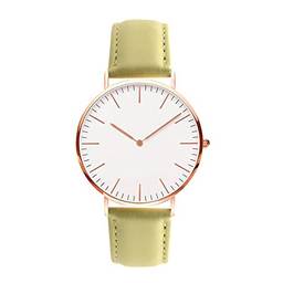 Romacci Relógio masculino feminino fashion ultrafino simples relógio de pulso casual minimalista com pulseira de couro