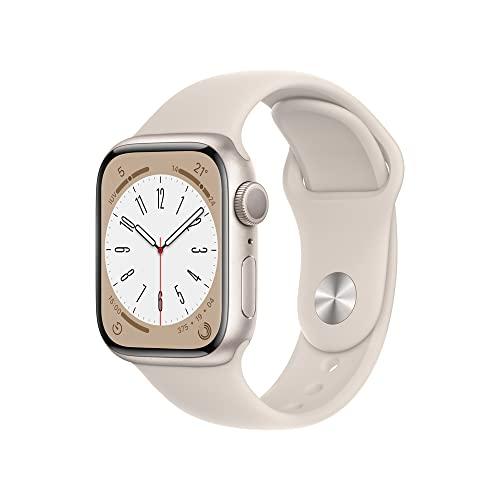 Apple Watch Series 8 (GPS), Smartwatch com caixa estelar de alumínio – 41 mm • Pulseira esportiva estelar – Padrão