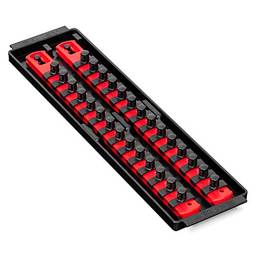 Ernst Manufacturing Torção de soquete Boss, organizador de soquete premium de 2 trilhos de 3/8 polegadas, 33 polegadas, vermelho (8493)