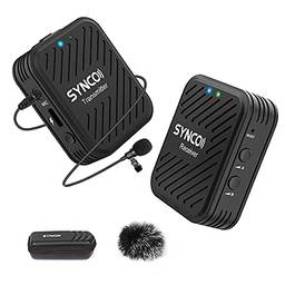Duotar SYNCO G1 (A1) Sistema de microfone sem fio 2.4G com 1 transmissor e 1 receptor e 1 microfone de lapela 70M Faixa de transmissão Plugue de 3,5 mm para smartphone Câmera Filmador
