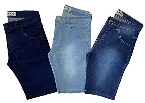 Kit 3 Bermudas Jeans Masculina Lycra Elastano 42