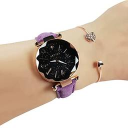 Tomshin Conjunto de relógios femininos com pulseira moda com movimento de engrenagem luminosa e movimento retro de quartzo