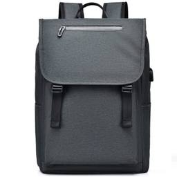 Mochila masculina fashion bolsa para laptop 15,6 cm usb porta de carregamento bolsa de nylon feminina (PRETA), Cinza, G
