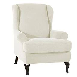 Aibecy Sofá Covers Wing Chair Elástico Tecido Stretch Sofá Capa Poliéster Spandex Protetor Móveis (Branco)