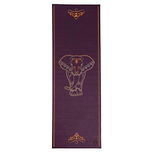 YOGATERIA Tapete de Yoga PVC ecológico cor roxo escuro estampado elefante indiano, indicado para iniciantes, pvc ecológico 183cm x 60cm 4.5mm Bodhi