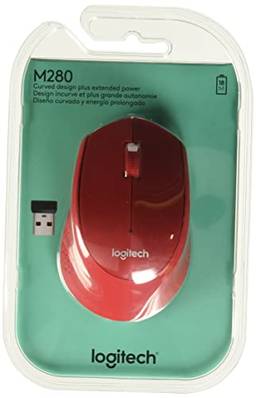 Mouse sem fio Logitech M280 com Conexão USB e Pilha Inclusa - Vermelho