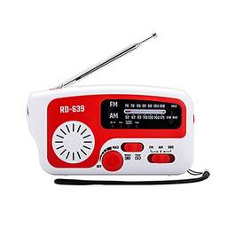 Strachey RD-639 Rádio AM FM Portátil Rádio Solar de Emergência ao Ar Livre Rádio Manivela com Lanterna LED Alarme SOS Bateria 1200mAh Saída USB
