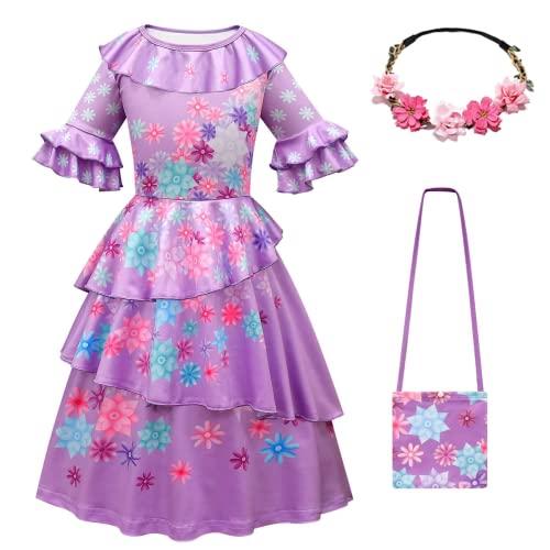 Fantasia infantil Mirabel Isabela para crianças Halloween Dress Up Cosplay (C, 5-6 anos)