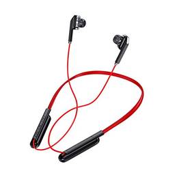 Fone de ouvido esportivo sem fio Bluetooth 5.0 subwoofer estéreo pendurado no pescoço pendurado metal magnético fone de ouvido Bluetooth (vermelho)