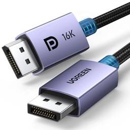 UGREEN Cabo DisplayPort 2.1 2M, [certificado VESA] DP 2.0 cabo DP para DP suporta 16K @60Hz, 8K@120Hz, 4K@240Hz 80Gbps HDR, HDCP, DisplayPort 2.1 compatível com monitor de jogos FreeSync G-Sync