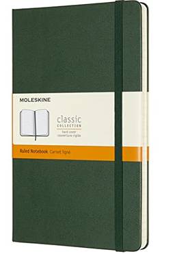 Moleskine Caderno clássico, capa dura, grande (12,7 cm x 21 cm), pautado/forrado, verde murta, 240 páginas