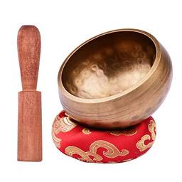 Conjunto de Tibetan Singing Bowl com Sound Bowl de Metal feito à mão de 8 cm / 3 polegadas e almofada macia e Striker de madeira para meditação Sound Chakra Healing Yoga Relaxamento