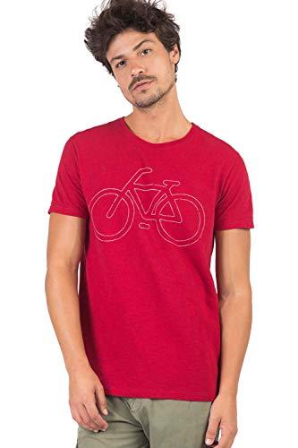 Camiseta Gola Olímpica Estampa Filigrama Fit Sem Costura, P, Vermelho Escuro