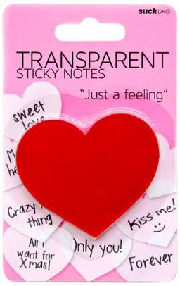 SUCK UK Notas adesivas transparentes em formato de coração