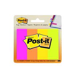 Post-it Marcadores de página, cores sortidas, 2,54 cm x 7,62 cm, 50 folhas/bloco, 4 blocos/pacote (671-4AF)