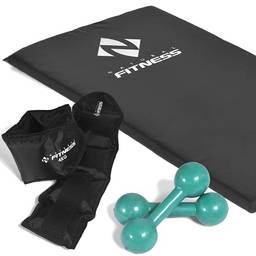 Kit colchonete + Halteres 5kg + Caneleiras 4 kg Academia Fitness Musculação
