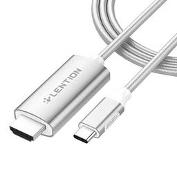 Adaptador de cabo USB C para HDMI 2.0 da LENTION (4K/60Hz) compatível com MacBook Pro (Thunderbolt 3), iPad Pro e Mac Air, Chromebook 13/15, Surface Book 2/Go, Samsung S9/S8/Note 9, mais (1,82 m), Prata