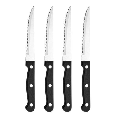 Farberware Conjunto de facas para bife de aço inoxidável de alto carbono com rebite triplo, 4 peças, preto