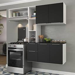 Cozinha Compacta com Armário e Balcão Mp2002 Sofia Multimóveis Branca/preta