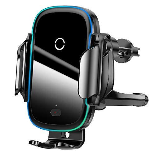 Suporte Veicular inteligente, para celular, com Carregador Sem Fio Qi 15 W Car Mount Bracket Ventosa e Grade de Ar 2 em 1 Baseus