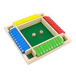 Jogo de tabuleiro,Henniu Jogo de tabuleiro de madeira de quatro lados com 10 números, mesa de dados, brinquedo, jogo de tabuleiro para festa de adultos em família