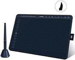 Tablet de desenho gráfico azul HUION HS611 2020 com 8 teclas multimídia Stylus sem bateria 8192 Sensibilidade à pressão Inclinação 10 teclas para iniciantes de arte - 10 polegadas (azul estrelado)