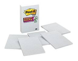 Post-it Super Sticky Notes, 10 x 15 cm, 3 blocos, 2 x The Sticking Power, branco com linhas de grade azul, reciclável (660-SSGRID)
