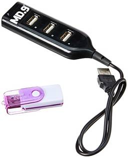 MD9 Regua e HUB USB com 4 portas e Leitor de Cartão Micro SD