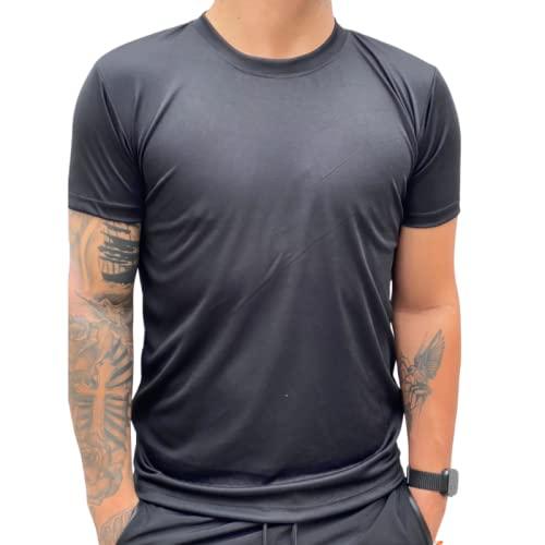 Camiseta Dry Fit Treino Masculina Academia Musculação Corrida 100% Poliéster (GG, Preto)