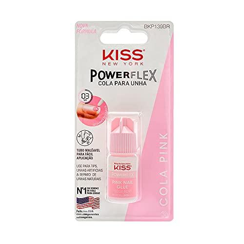 Kiss New York Cola Pink de unha postiças profissional - Secagem Rápida, KISS NEW YORK