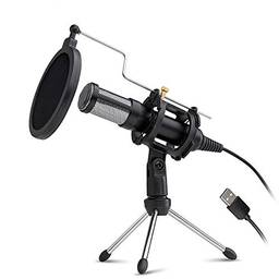 Sunbaca Microfone condensador profissional USB Plug and Play Home Studio Podcast Microfones de gravação vocal com Mini MIC Stand Filtro acústico de camada dupla para telefone, laptop, PC, tablet #D