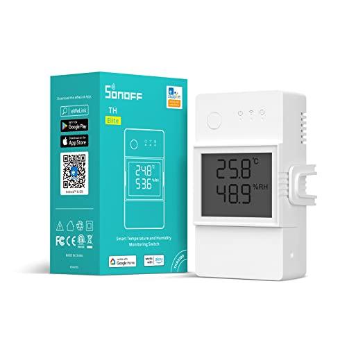 Interruptor inteligente de monitoramento de temperatura e umidade SONOFF THR320D, Interruptor WiFi Inteligente 20A, com tela LCD, Compatível com Alexa e Google Home (20A)