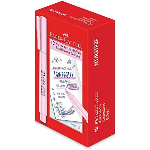 Caneta Marca Texto, Faber-Castell, Grifpen Tons Pastel, MT/RSTPZF, 12 Unidades, Rosa