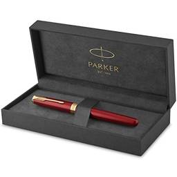 PARKER Caneta-tinteiro Sonnet, laca vermelha com acabamento dourado, ponta média (1931474)