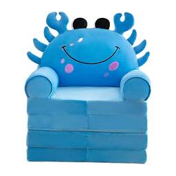 gazechimp Capa de sofá infantil de pelúcia com capa dobrável para poltrona infantil, capa de sofá infantil, Caranguejo azul
