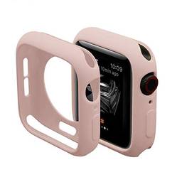 Capa case silicone para apple watch series 1 2 3 4 tamanho 38mm rosa areia