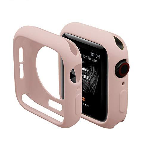 Capa case silicone para apple watch series 1 2 3 4 tamanho 40mm rosa areia