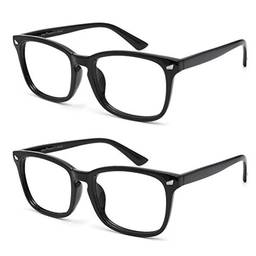 Cyxus Óculos de Luz azul Óculos Quadrados para Computador Óculos Anti-fadiga Ocular Lente Transparente UV400 para Mulheres/Homens (Preto-2pcs)